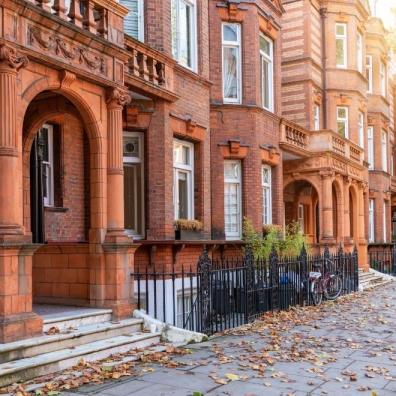 British Georgian houses in sunshine 