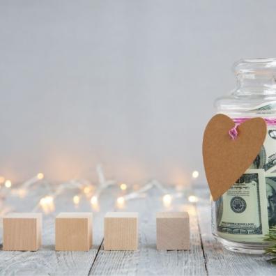 Money and heart jar